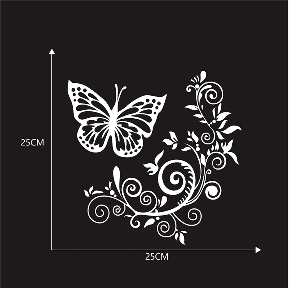 Carrocería Puerta Coche Mariposa Flor Gráficos Vinilo Adhesivo Decoración 9.84x9.84 pulgadas Foto 3 de 4