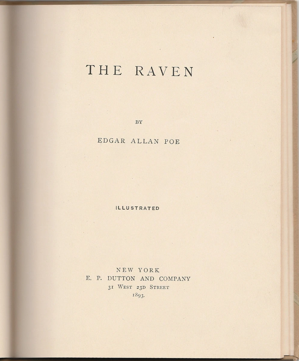 THE RAVEN (1893) EDGAR ALLAN POE, WL TAYLOR ILLUSTRATED, FINE DUTTON 1ST  EDITION | eBay
