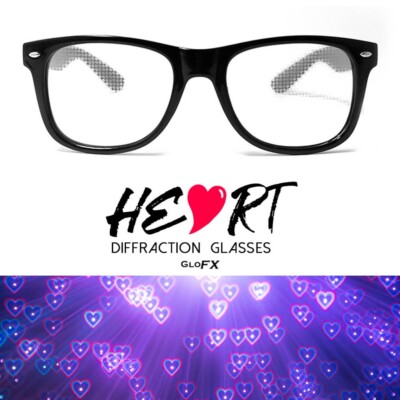 GloFX Herz Effekt Beugungsbrille - siehe Herzen! Patentiertes Objektiv - UK Ware