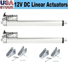 2 Dual 12" inch Stroke Linear Actuator W/ Brackets 12V 330LBS for RV Medical Car