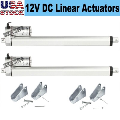 2PCS 12V 12'' Linear Actuator Electric Motor 330lbs W/ Brackets for Auto Car Sofa