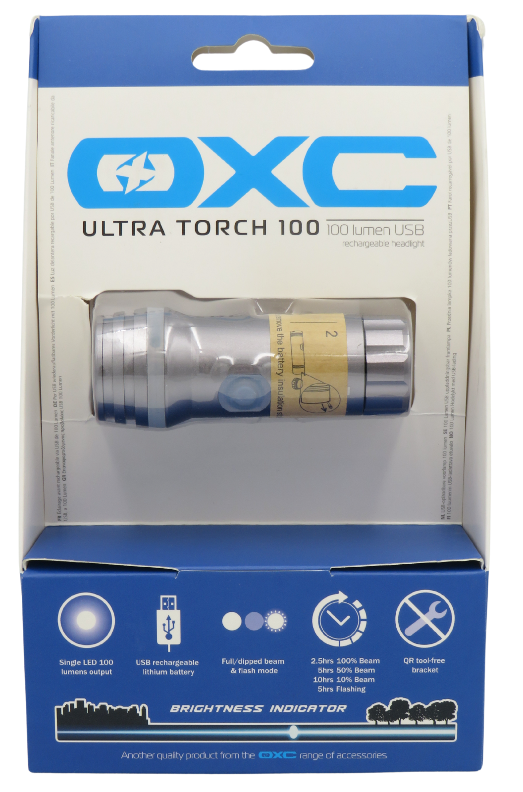 OXFORD BIKE HEADLIGHT 100 LUMEN ULTRATORCH BUILT IN USB RECHARGEABLE  XLD709