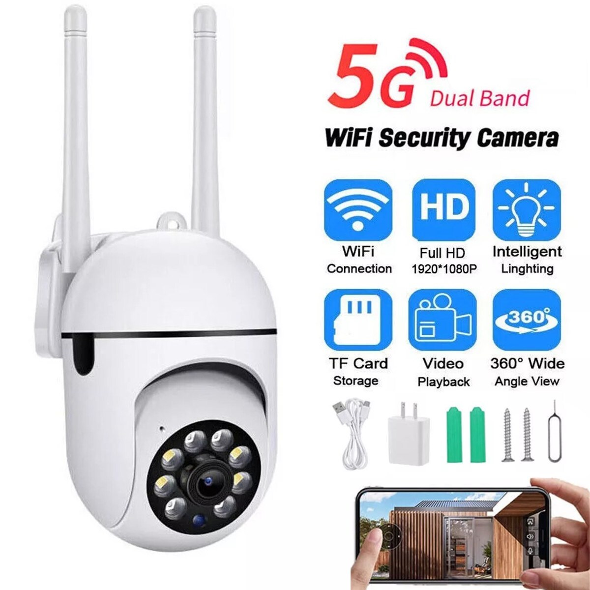 1-4Pack Wireless 5G WiFi Security Camera System Smart Outdoo