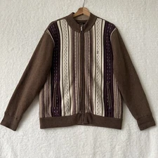 Vintage Daks Golf London Multicolor Fair Isle Full Zip Lined  Sweater Size 95