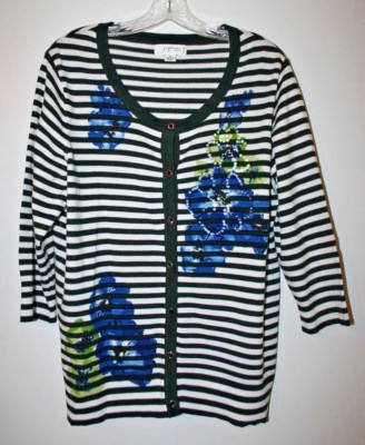 Josephine Studio Women's Multicolored Sequin Striped Long Sleeve Top Size 1X