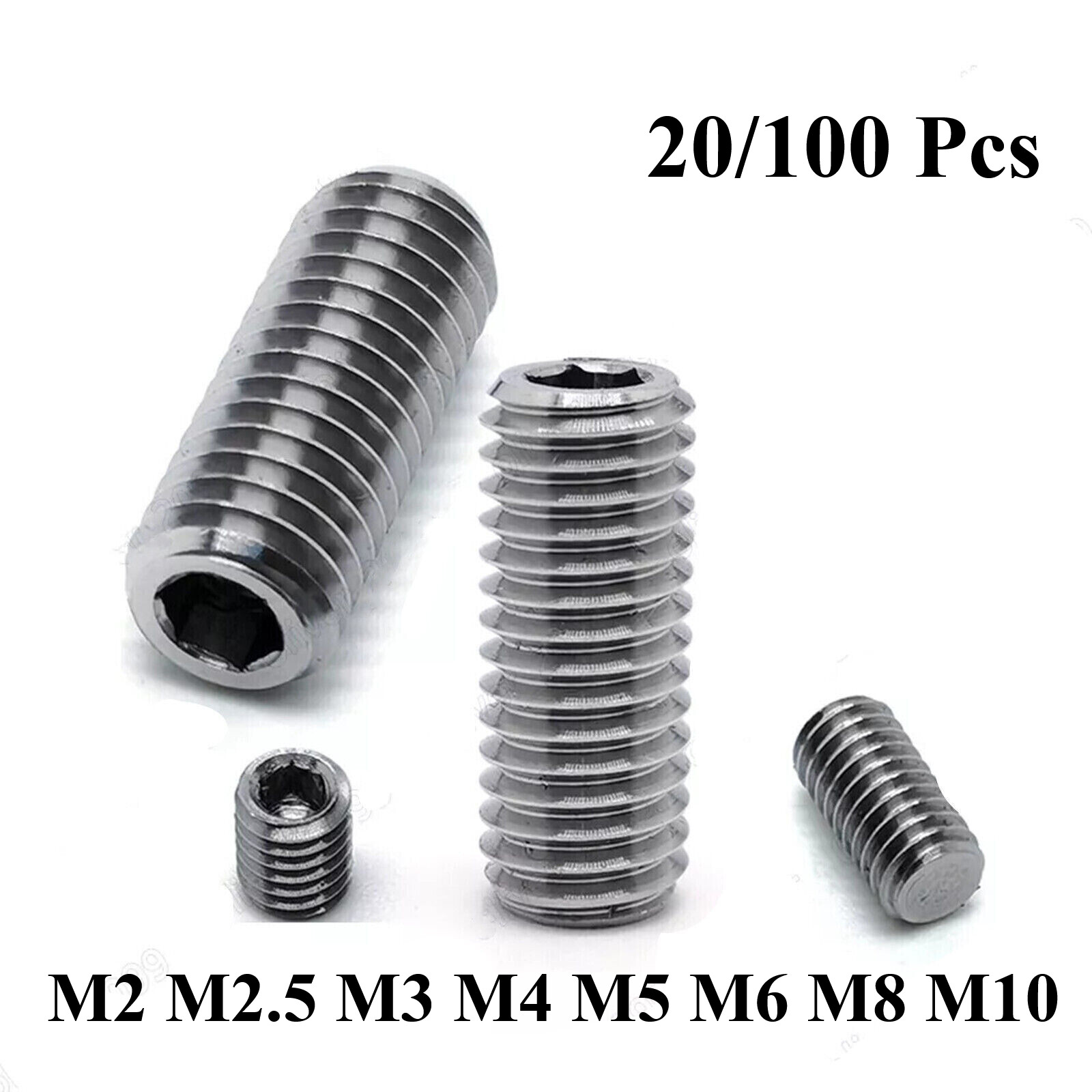 Titanium GR5 Hex Socket Set Screws Flat Point Grub Screws M2/M2.5/M3/M4/M5/M6/M8