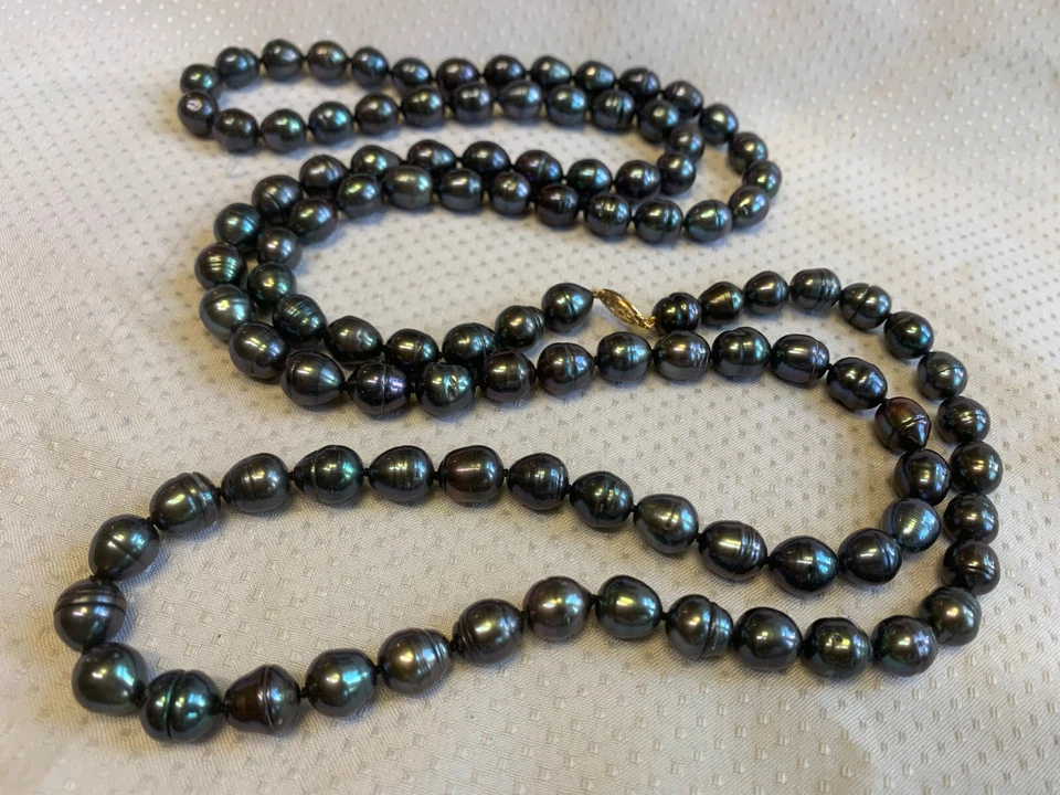 14K Yellow Gold Pearl Necklace 50" Fine Jewelry Box Clasp - Image 4 of 4