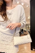 NWT COACH Charlotte Shoulder Bag In Signature Canvas - CX580 Champagne $378