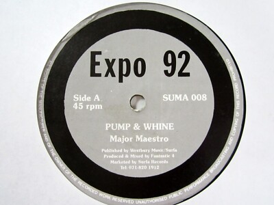 Major Maestro 12'' Pump & Whine SURFA RECORDS House 1992 Breakbeat VG+  Vs 61