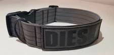 Tactical Dog Collar American Made 2" Mil Spec Gray plus personalized patch 