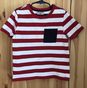 Hanna Andersson Girls Red White Stripe Shirt Short Sleeves Sz 110
