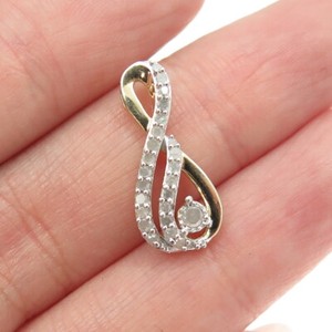 Authentic 925 Sterling Silver Gold Plated Real Round-Cut Diamond Infinity Slide Pendant