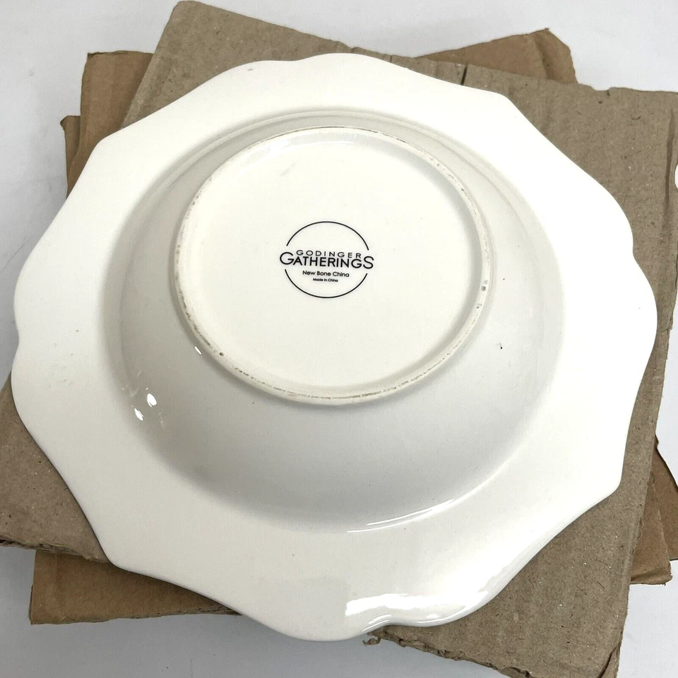 Juego de (4) placas florales Godinger Gatherings de 8” nuevas de porcelana de hueso de 1' de profundidad borde dorado Foto 3 de 4