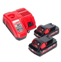 Milwaukee M18 NRG-302 Akku Starter Set 2X 18 V 3,0 Ah Li-Ion Akku + LadegeräT
