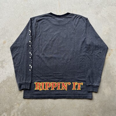 Vintage Y2K Tech Deck Shirt Adult Small Gray Long Sleeve Skater