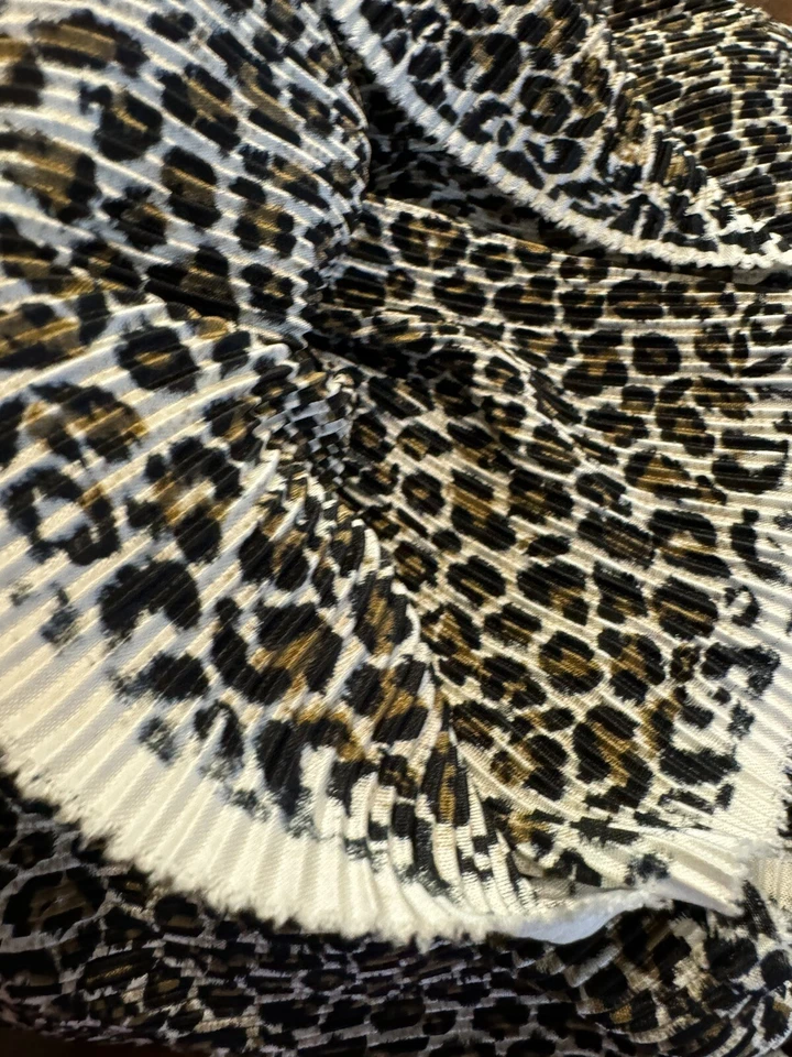 NUEVO MARRÓN NEGRO Leopardo Poli Acordeón Plisado 4 Vías Tela Elástica 3 Yardas 56"W Foto 2 de 4