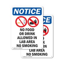  2 Pack No Food Or Drink Allowed OSHA Notice Sign Decal Metal Plastic