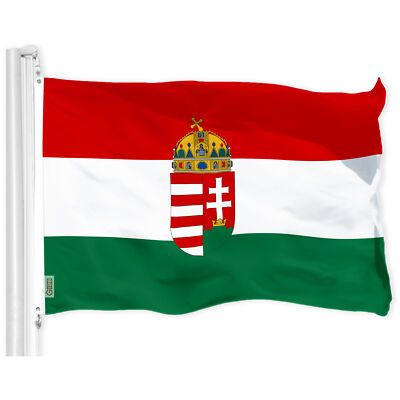 G128 Hungary Coat of Arms Hungarian Flag 3x5 Ft Printed 300D Polyester