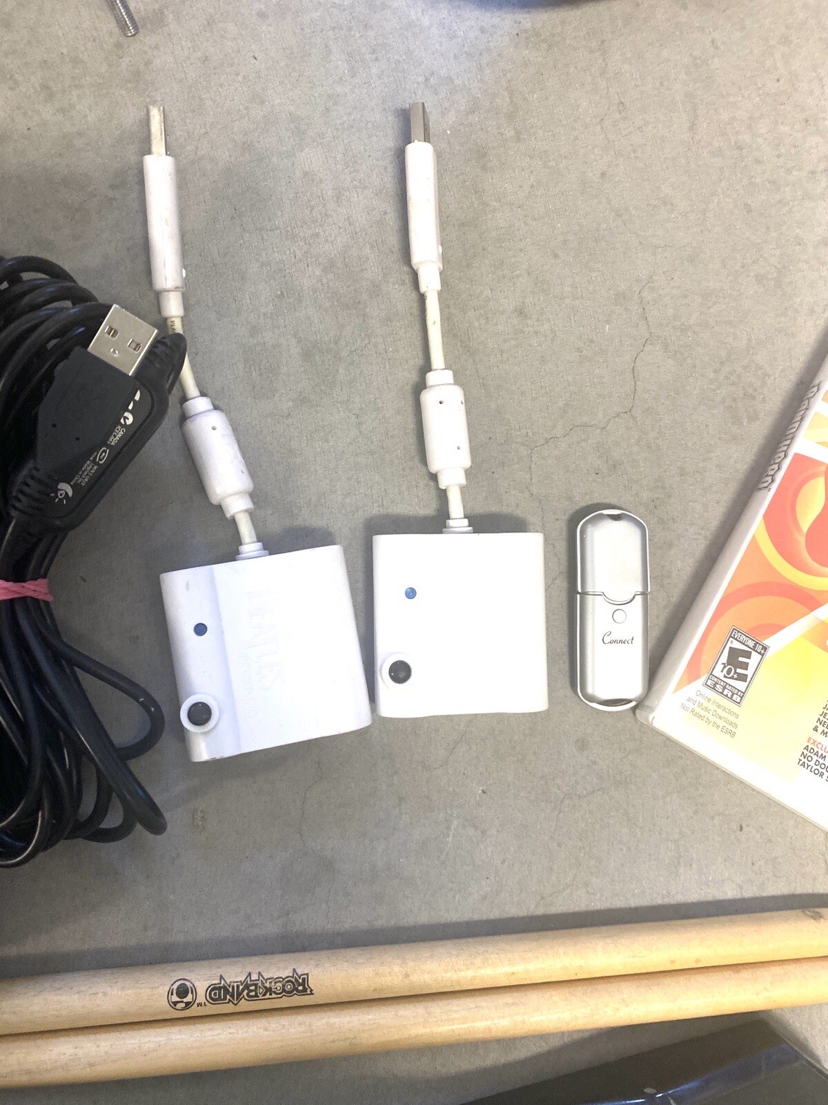 The Beatles Rock Band Bundle Wii Drums & (2) Guitars w/ Dongles