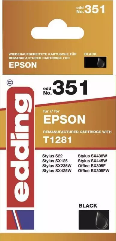 Картридж Edding EDD-351 Druckerpatrone Schwarz Tintenpatrone совместим с Epson T1281