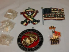 U.S.M.C Marine Corp Pin/Sun Catcher /United States Patriotic Lot UNITED WE STAND