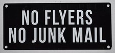 NO Flyers NO Junk Mail Sign - (Aluminium Reflective, 3.5x8, Black...)-REF24-1027