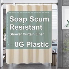 AmazerBath Plastic Shower Curtain Liner, 72 x 72 Inches EVA 8G Heavy Duty Khaki