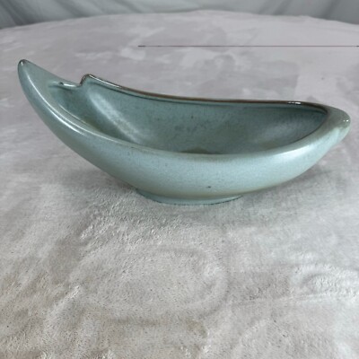 Frankoma Pottery Plainsman Green Blue #211  Crescent Bowl 1950-1979