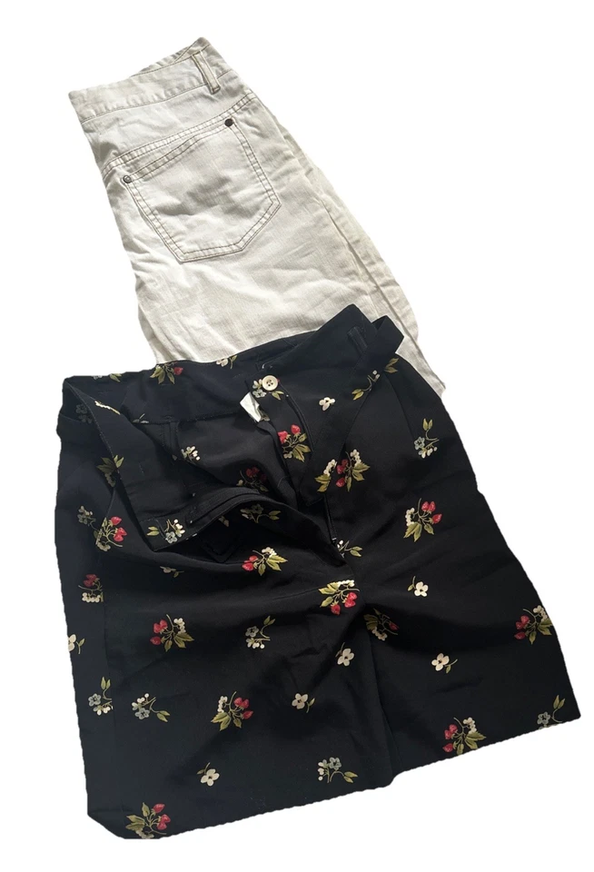 LOT FILLE 12 ANS PANTALON BLANC BURBERRY ET JUPE SHORT CACHAREL. neuf - Photo 1/4