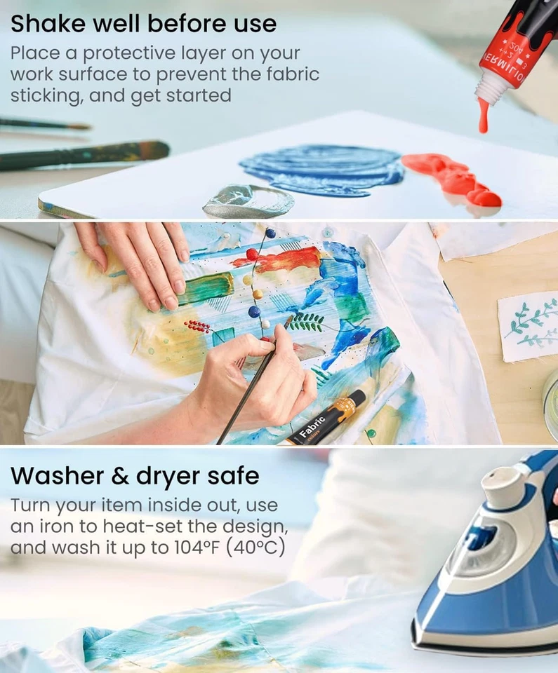 Juego de Pintura de Tela para Ropa 12 Colores - Kit de Pintura Textil Permanente para Zapatos,  Foto 4 de 4