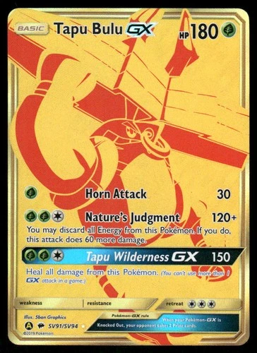 Pokemon Cards Tapu Bulu GX SV91/SV94 Hidden Fates Secret Rare NM