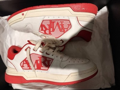 AMIRI Classic Low Top Lace Up White Red AMFOSR1043 Men's Athletic Sneakers