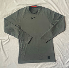 Nike Pro Men  s Gray Dri-FIT Compression Fitted Crew Neck Long Sleeve Top M