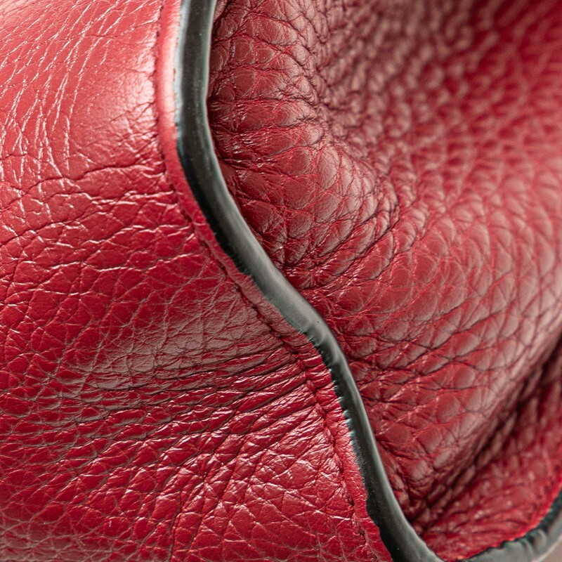 Gucci Bamboo Chain Shoulder Bag Leather Burgundy Women Used Authentic thumbnail 5