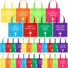 Vincreem 32 Pcs Christian Religious Gift Bag 8 x 8 Inch Christmas Non Woven P...