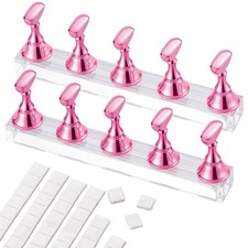 Difenni Nail Stands Acrylic Art,Press on Stand Magnetic Pink