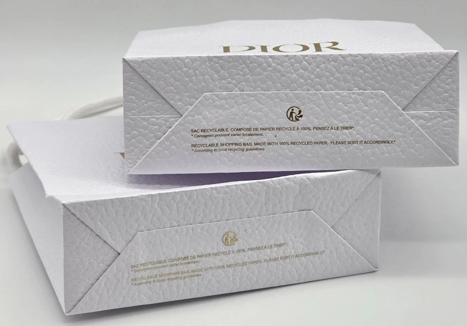 Лот из 2 маленький классический DIOR белый текстурированный бумаги подарок сумка новый 5 x 5 x 2 - Изображение 4 из 4