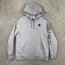 Carhartt Hoodie Kids L 12-14 Gray Relaxed Fit Logo Sleeve Graphic Pullover