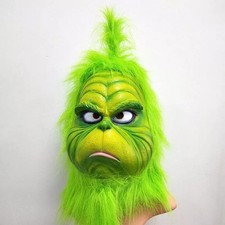 Adult Green Monster Costume Mask Cosplay Christmas Santa Full Face Mask XMAS