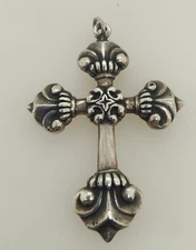 James Avery Sterling Silver Retired Large Victorian Baroque Cross Pendant