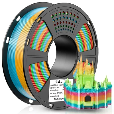 1 kg/rotolo Geeetech stampante 3D filamento PLA arcobaleno gradiente filamento ad alta resistenza