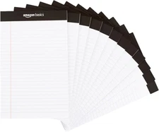 Amazon Basics Narrow Ruled Lined Writing Note Pad, 5 inch x 8 inch, White, 12
