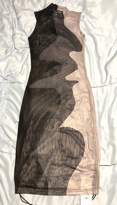 Women s Sheer Mesh Dress Do Myself See Through Evening Dress Size M Black & Gray