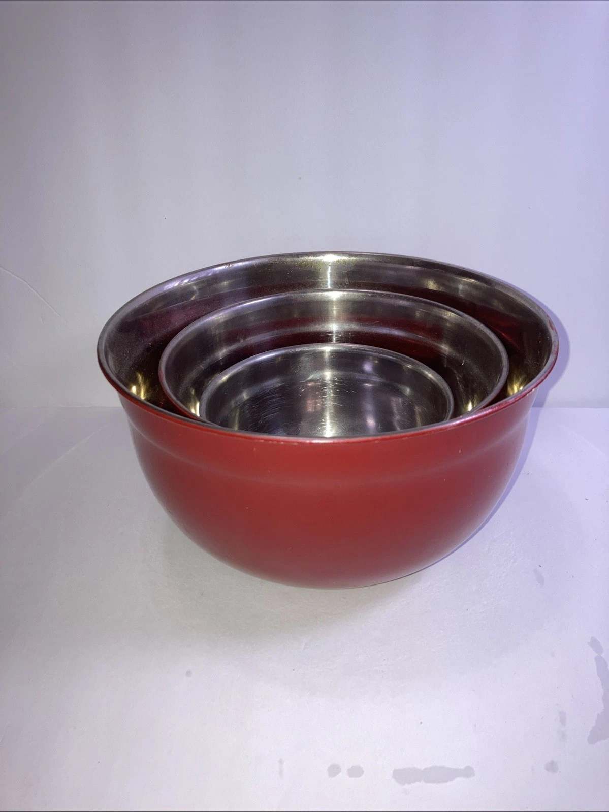 Stainless 1-5 Qt Mixing Bowl Meal Prep Serving Storage Dish Set Of Red Bowls