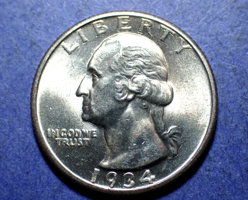 1934 Heavy Motto Washington Quarter  Near Ch. BU