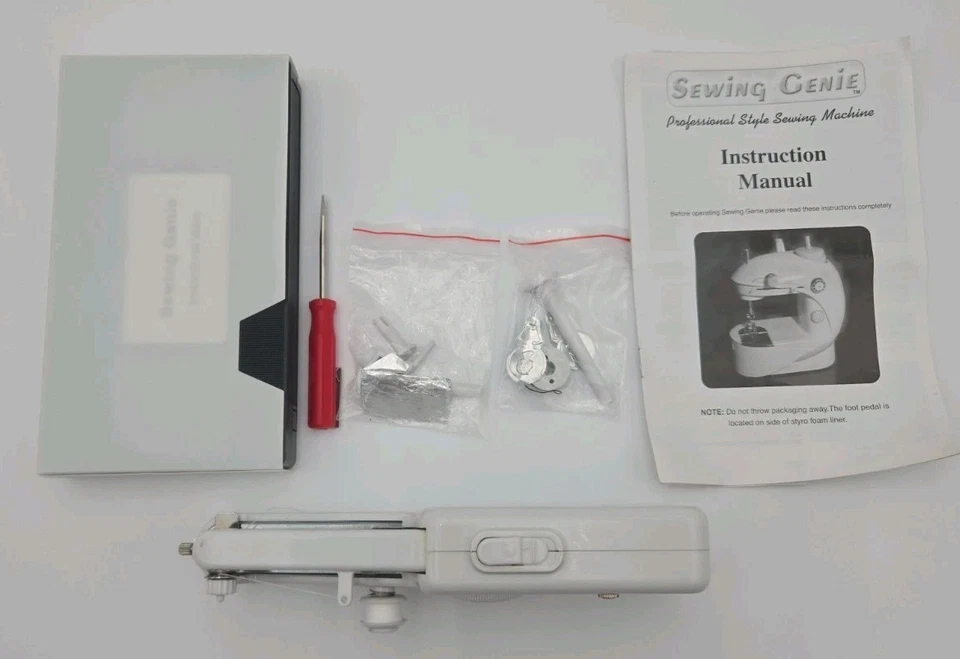 Mini Stitcher Handheld Sewing Machine Sewing Genie Kit w/ Accessories & VHS... - Image 2 of 4
