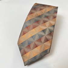 Geoffrey Beene Tie 100 Silk Men's Geometric Pattern Necktie Earth Tones Stylish