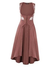 Hood Renaissance Dress Medieval Underbust Pirate Costume XX-Large Mauve Pink