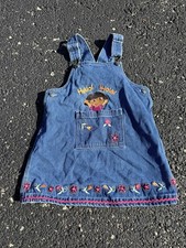 Vintage Y2K Dora The Explorer Denim Overall Dress 2002 Size 4 Girls