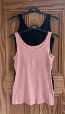 Ex M&S Brand New Cotton Vest Top with HIDDEN SUPPORT Light Pink Black Size 6- 26